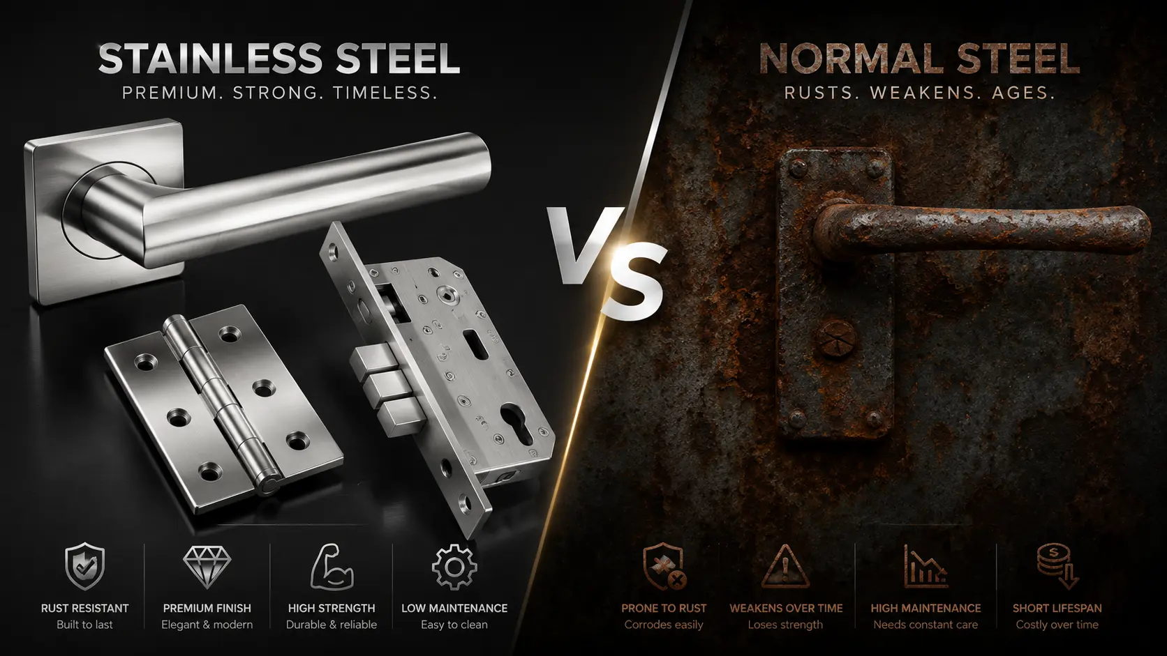 steel vs stainless steel hardware wholesale and retail dealer in ernakulam